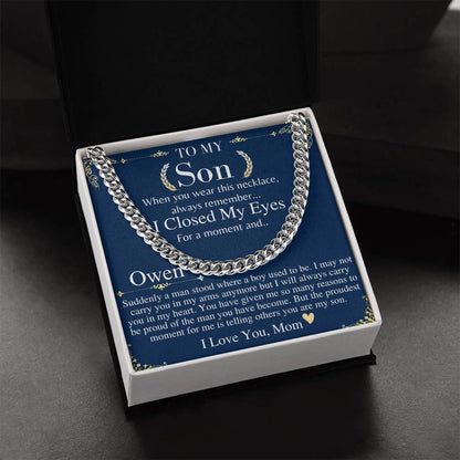 Son Birthday Gift, Sentimental Son Gifts from Mom, Christmas Gift For Son, Son Chain Necklace, Mother to Son Gift, Graduation Gifts for Son Owen