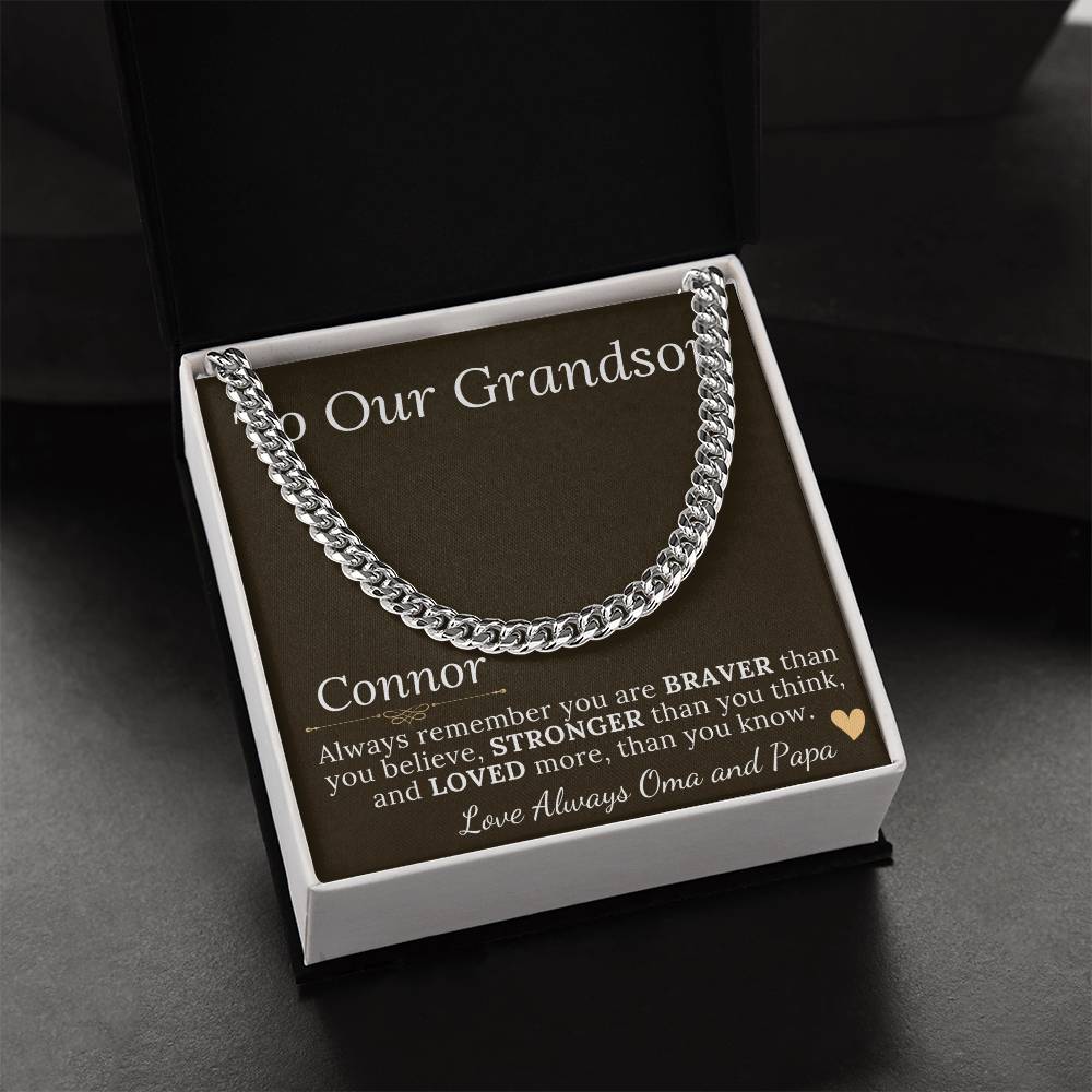 Grandson Gift Chain Jewelry, Necklace for Grandson, Keepsake Gifts for Grandsons, Personalized Gifts for Grandson Christmas Gift #0906 Connor
