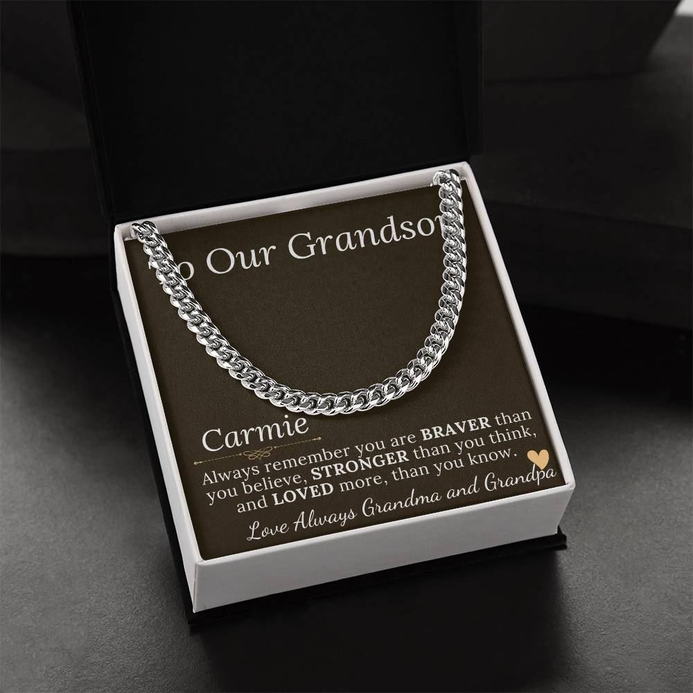 Grandson Gift Chain Jewelry, Necklace for Grandson, Keepsake Gifts for Grandsons, Personalized Gifts for Grandson Christmas Gift #0906 Carmie