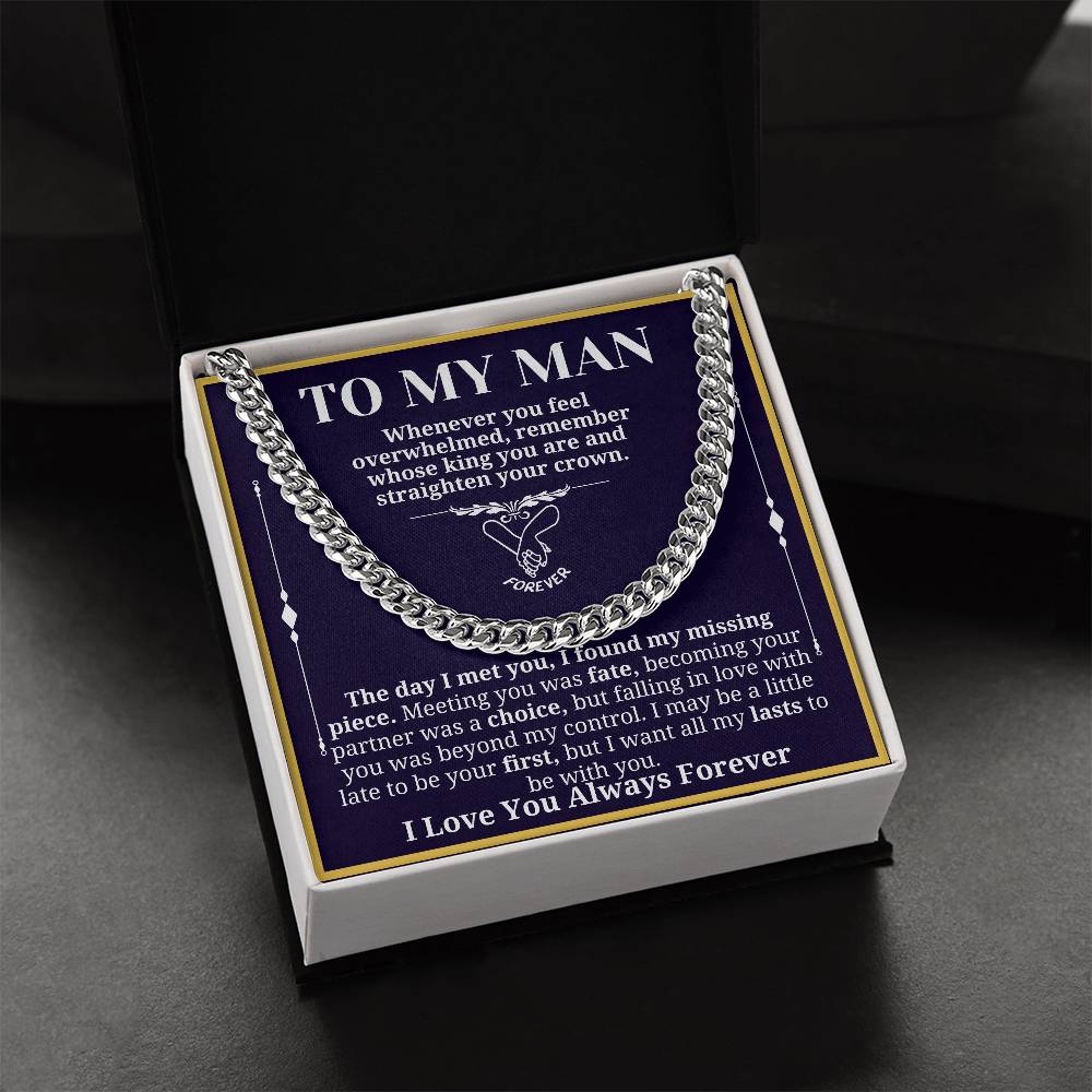 To My Man Necklace - Cuban Chain Necklace for Boyfriend, Husband, or Fiancé | Perfect Gift for Him | Christmas & Valentine's Day Gift for Boyfriend, Husband, or Fiancé 3