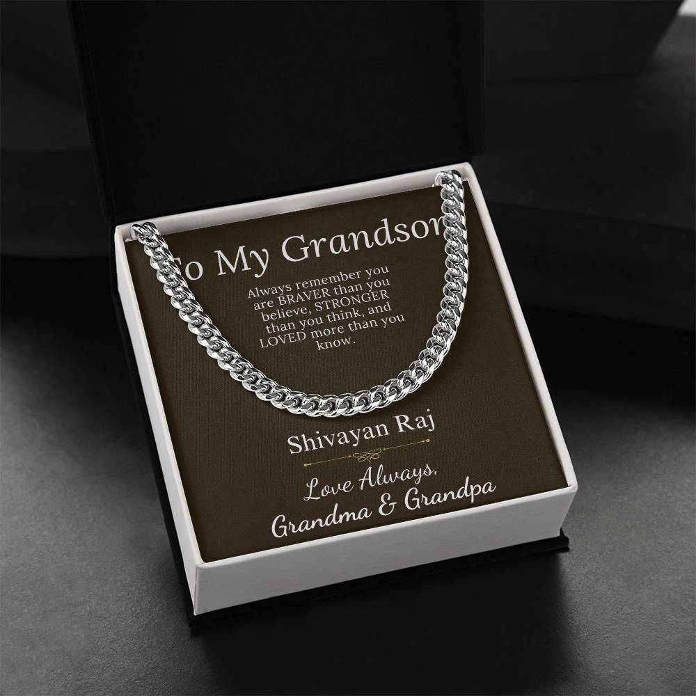 Grandson Gift From Grandparents, Grandson Christmas Gift, Chain necklace for grandson, Grandson Birthday, Communion, Graduation Gift #0905 Shivayan Raj