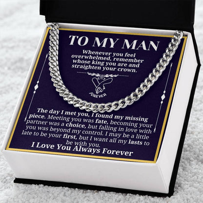 To My Man Necklace - Cuban Chain Necklace for Boyfriend, Husband, or Fiancé | Perfect Gift for Him | Christmas & Valentine's Day Gift for Boyfriend, Husband, or Fiancé 3