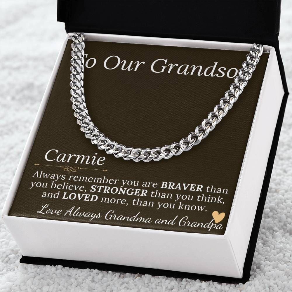 Grandson Gift Chain Jewelry, Necklace for Grandson, Keepsake Gifts for Grandsons, Personalized Gifts for Grandson Christmas Gift #0906 Carmie