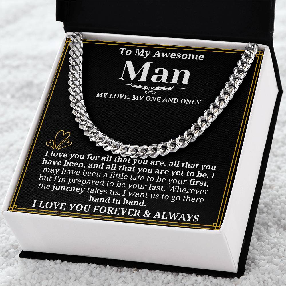 To My Man Necklace - Cuban Chain Necklace for Boyfriend, Husband, or Fiancé | Perfect Gift for Him | Christmas & Valentine's Day Gift for Boyfriend, Husband, or Fiancé 2
