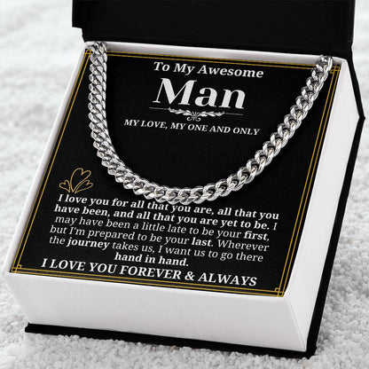 To My Man Necklace - Cuban Chain Necklace for Boyfriend, Husband, or Fiancé | Perfect Gift for Him | Christmas & Valentine's Day Gift for Boyfriend, Husband, or Fiancé 2