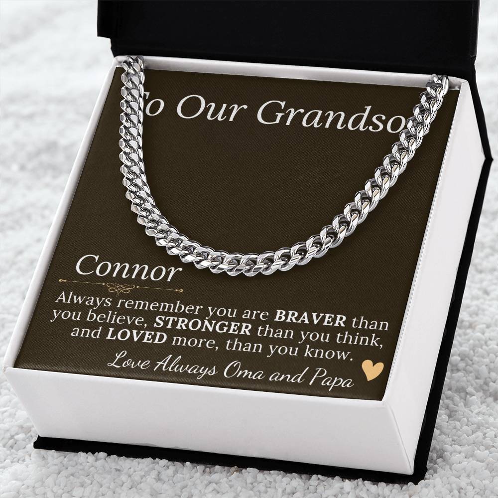 Grandson Gift Chain Jewelry, Necklace for Grandson, Keepsake Gifts for Grandsons, Personalized Gifts for Grandson Christmas Gift #0906 Connor