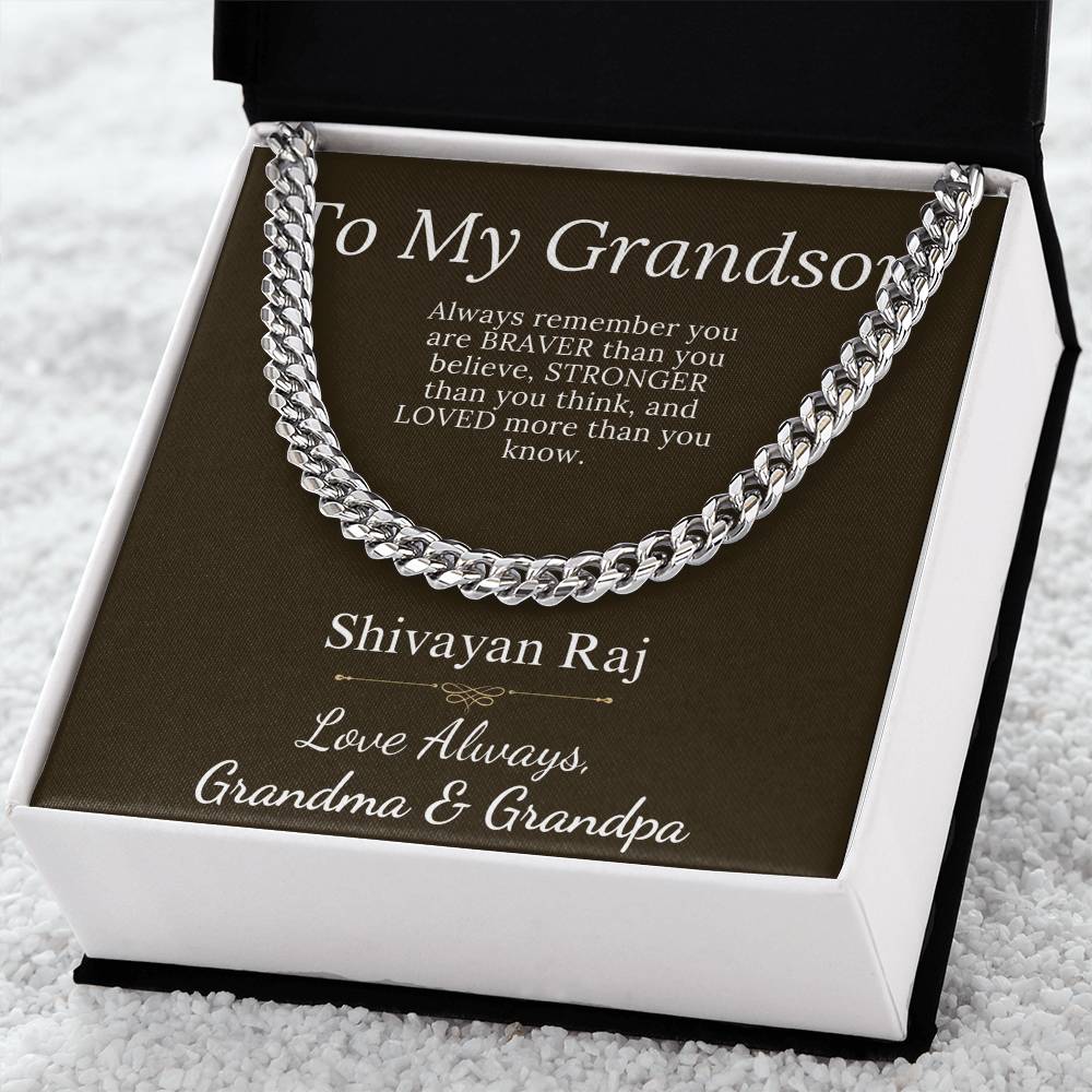 Grandson Gift From Grandparents, Grandson Christmas Gift, Chain necklace for grandson, Grandson Birthday, Communion, Graduation Gift #0905 Shivayan Raj