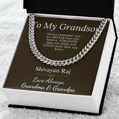 Grandson Gift From Grandparents, Grandson Christmas Gift, Chain necklace for grandson, Grandson Birthday, Communion, Graduation Gift #0905 Shivayan Raj