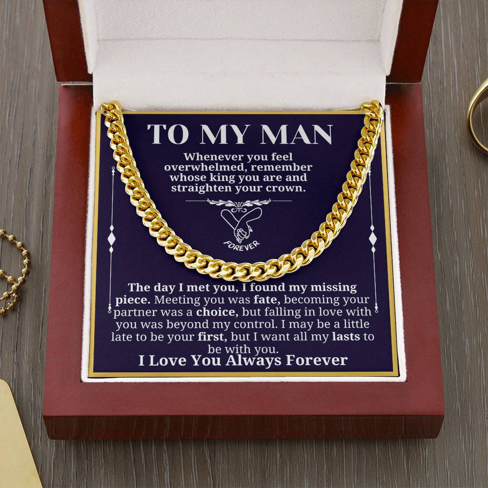 To My Man Necklace - Cuban Chain Necklace for Boyfriend, Husband, or Fiancé | Perfect Gift for Him | Christmas & Valentine's Day Gift for Boyfriend, Husband, or Fiancé 3