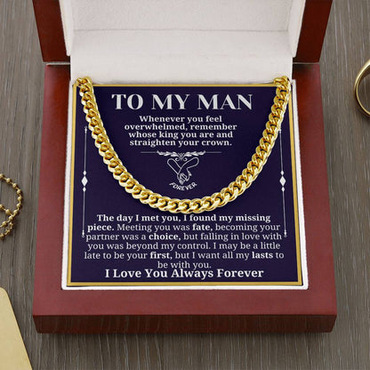 To My Man Necklace - Cuban Chain Necklace for Boyfriend, Husband, or Fiancé | Perfect Gift for Him | Christmas & Valentine's Day Gift for Boyfriend, Husband, or Fiancé 3