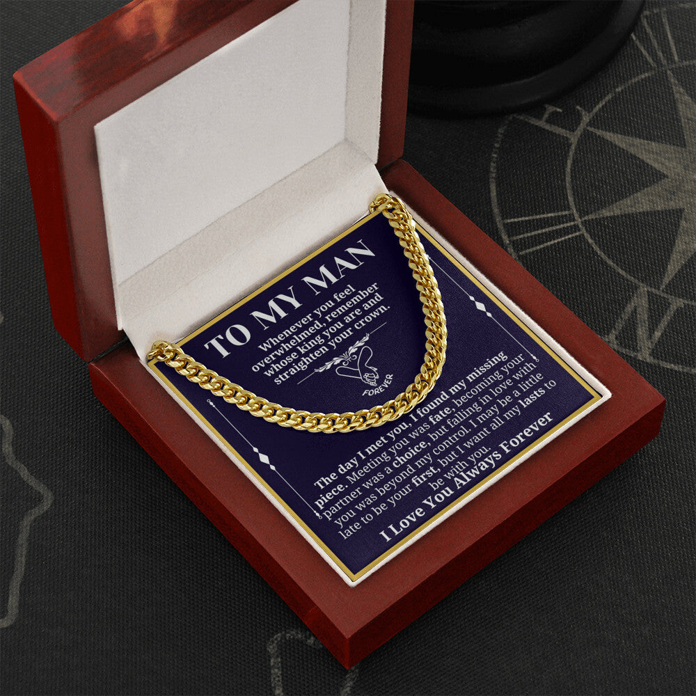 To My Man Necklace - Cuban Chain Necklace for Boyfriend, Husband, or Fiancé | Perfect Gift for Him | Christmas & Valentine's Day Gift for Boyfriend, Husband, or Fiancé 3