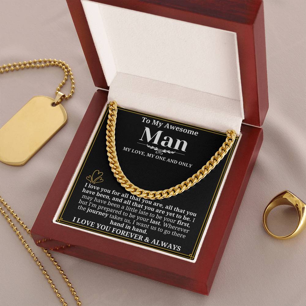 To My Man Necklace - Cuban Chain Necklace for Boyfriend, Husband, or Fiancé | Perfect Gift for Him | Christmas & Valentine's Day Gift for Boyfriend, Husband, or Fiancé 2