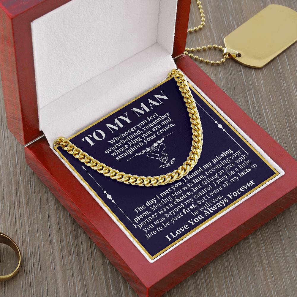 To My Man Necklace - Cuban Chain Necklace for Boyfriend, Husband, or Fiancé | Perfect Gift for Him | Christmas & Valentine's Day Gift for Boyfriend, Husband, or Fiancé 3