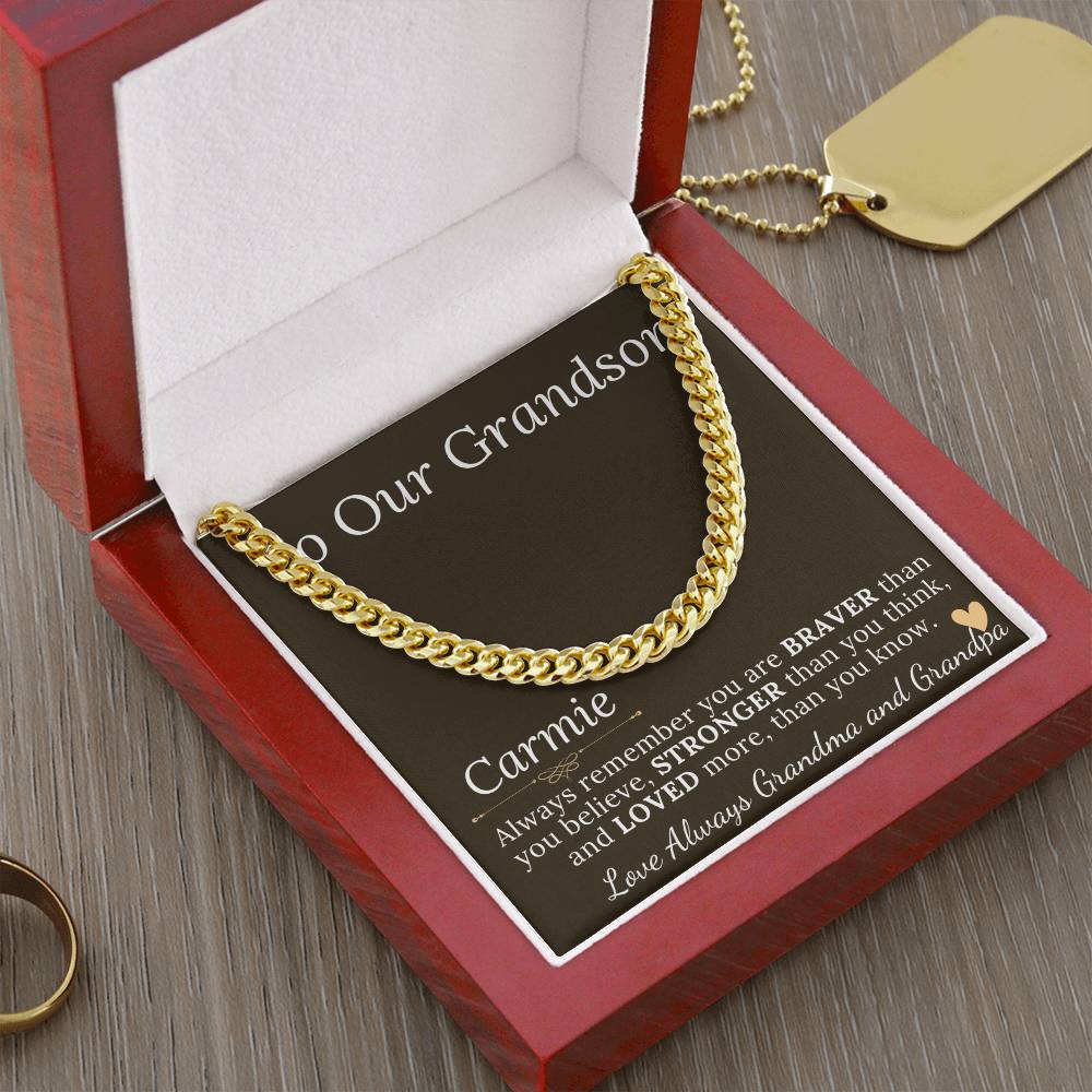 Grandson Gift Chain Jewelry, Necklace for Grandson, Keepsake Gifts for Grandsons, Personalized Gifts for Grandson Christmas Gift #0906 Carmie