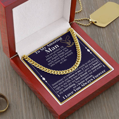 To My Man Necklace, Boyfriend Valentines Day Gift, Mens Cuban Chain Necklace for Fiance, Men Necklaces for Him, Gift For Boyfriend, Husband Gift, Husband Necklace, Boyfriend Necklace, Boyfriend Jewelry