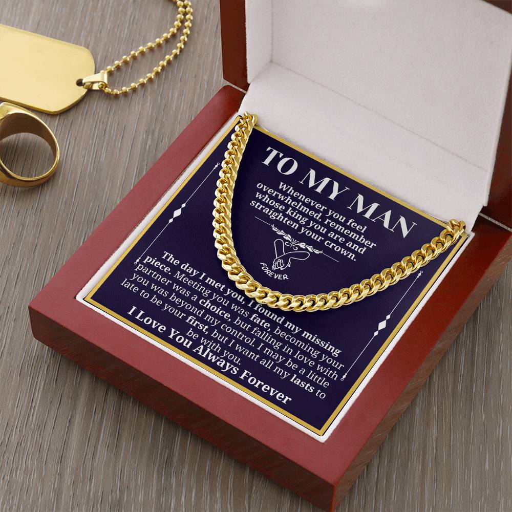 To My Man Necklace - Cuban Chain Necklace for Boyfriend, Husband, or Fiancé | Perfect Gift for Him | Christmas & Valentine's Day Gift for Boyfriend, Husband, or Fiancé 3
