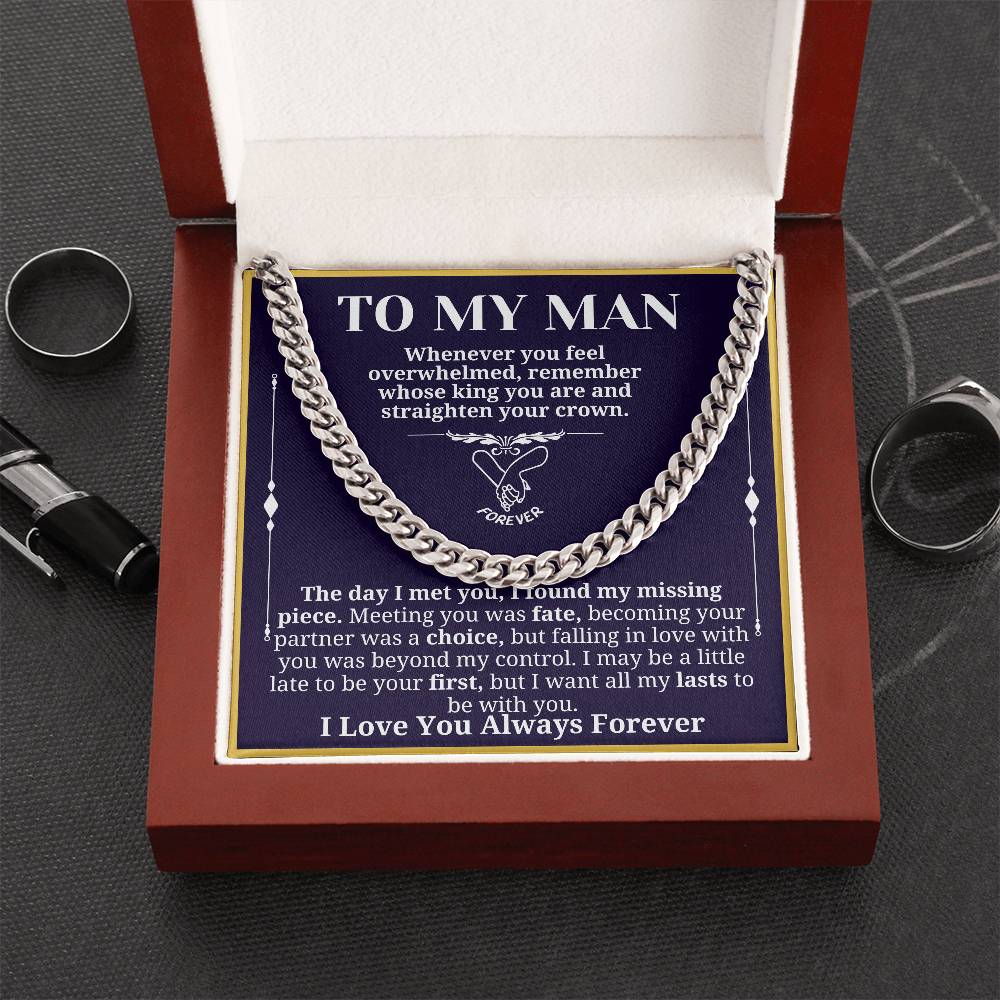 To My Man Necklace - Cuban Chain Necklace for Boyfriend, Husband, or Fiancé | Perfect Gift for Him | Christmas & Valentine's Day Gift for Boyfriend, Husband, or Fiancé 3