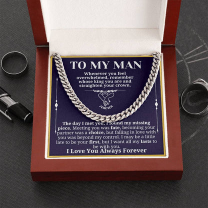To My Man Necklace - Cuban Chain Necklace for Boyfriend, Husband, or Fiancé | Perfect Gift for Him | Christmas & Valentine's Day Gift for Boyfriend, Husband, or Fiancé 3