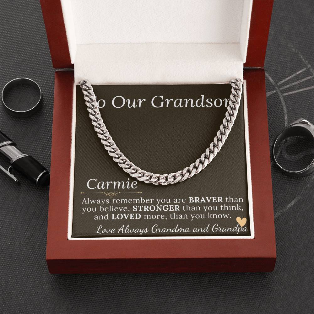 Grandson Gift Chain Jewelry, Necklace for Grandson, Keepsake Gifts for Grandsons, Personalized Gifts for Grandson Christmas Gift #0906 Carmie