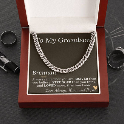 Grandson Gift Chain Jewelry, Necklace for Grandson, Keepsake Gifts for Grandsons, Personalized Gifts for Grandson Christmas Gift #0906 brennan
