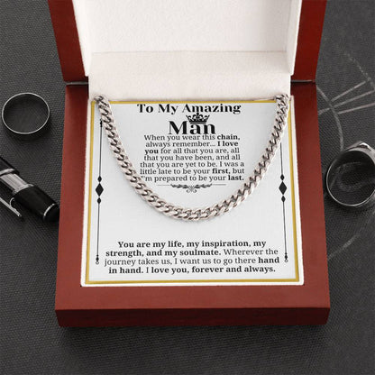 To My Man Necklace, Boyfriend Valentines Day Gift, Mens Cuban Chain Necklace for Fiance, Men Necklaces for Him, Gift For Boyfriend, Husband Gift, Husband Necklace, Boyfriend Necklace, Boyfriend Jewelry