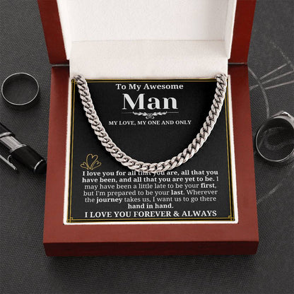 To My Man Necklace - Cuban Chain Necklace for Boyfriend, Husband, or Fiancé | Perfect Gift for Him | Christmas & Valentine's Day Gift for Boyfriend, Husband, or Fiancé 2