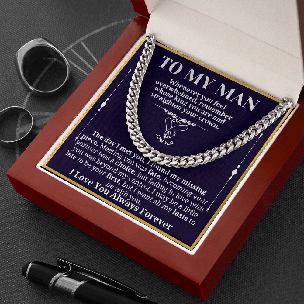 To My Man Necklace - Cuban Chain Necklace for Boyfriend, Husband, or Fiancé | Perfect Gift for Him | Christmas & Valentine's Day Gift for Boyfriend, Husband, or Fiancé 3