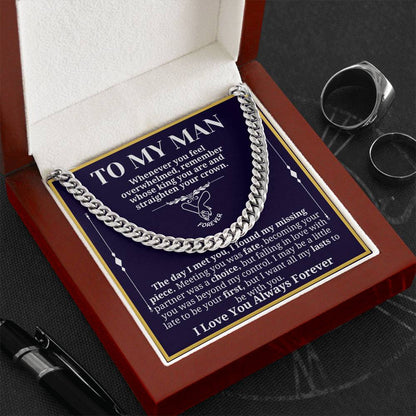 To My Man Necklace - Cuban Chain Necklace for Boyfriend, Husband, or Fiancé | Perfect Gift for Him | Christmas & Valentine's Day Gift for Boyfriend, Husband, or Fiancé 3