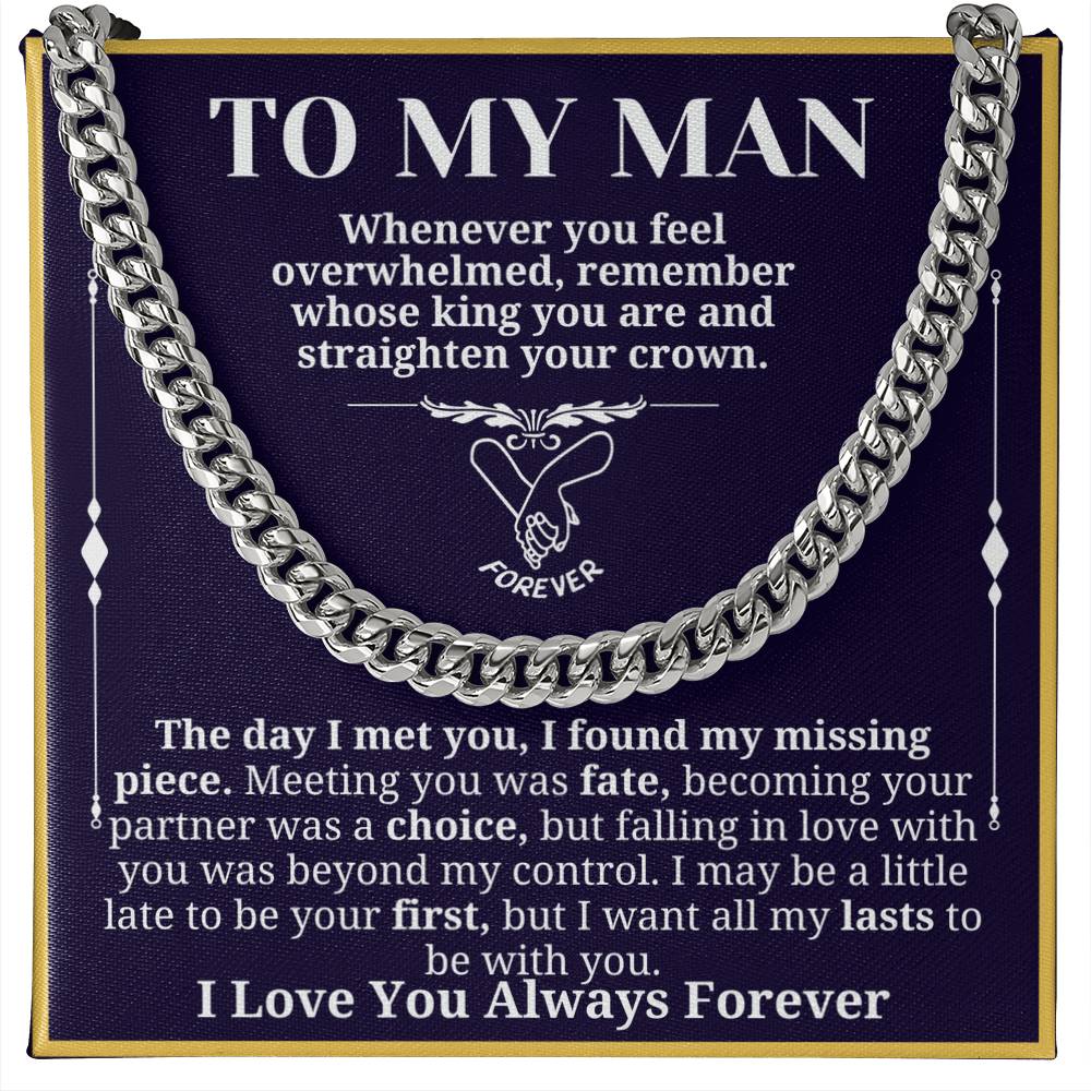 To My Man Necklace - Cuban Chain Necklace for Boyfriend, Husband, or Fiancé | Perfect Gift for Him | Christmas & Valentine's Day Gift for Boyfriend, Husband, or Fiancé 3