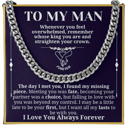 To My Man Necklace - Cuban Chain Necklace for Boyfriend, Husband, or Fiancé | Perfect Gift for Him | Christmas & Valentine's Day Gift for Boyfriend, Husband, or Fiancé 3