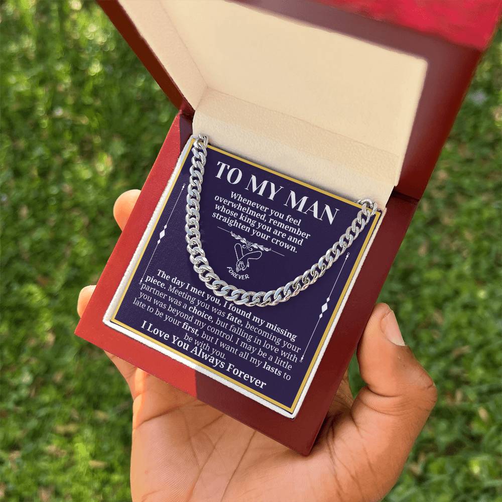 To My Man Necklace - Cuban Chain Necklace for Boyfriend, Husband, or Fiancé | Perfect Gift for Him | Christmas & Valentine's Day Gift for Boyfriend, Husband, or Fiancé 3