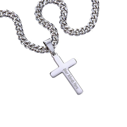 Personalized Cross Necklace for Dad on First Fathers Day Gift from Wife to Husband, Meaningful Gift for Daddy, Christmas Gift for New Dad w/ engraving