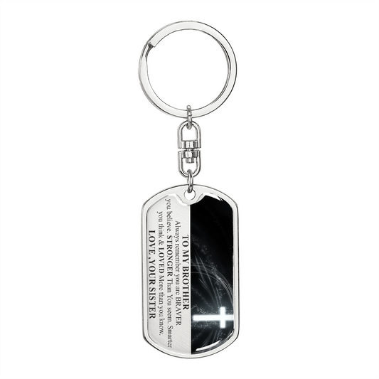 Personalized Brother Keychain, Christmas Gifts For Brother, Brother Gift From Sister, Brother Birthday Gift, Sister to Little Brother #0940