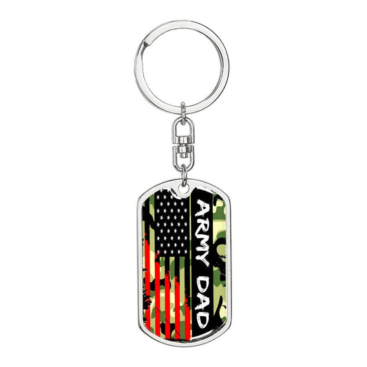Personalized Dog Tag Army dad father's day gift, Army Dad Dogtag Keychain With Engraving , Gift For Army Dad, Army Father Gift Idea #0018
