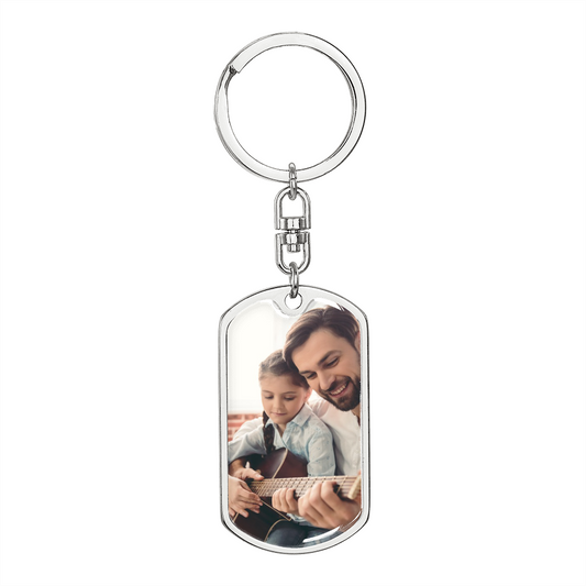 Personalized Photo Keychain, Custom Photo Keychain, Photo Keychain Engraved, Photograph Keychain, Picture Keychain, For Dad & Daughter #0935