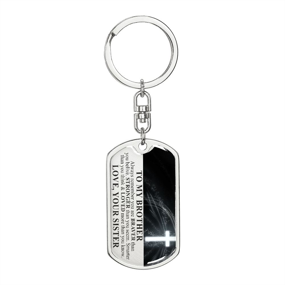 Personalized Brother Keychain, Christmas Gifts For Brother, Brother Gift From Sister, Brother Birthday Gift, Sister to Little Brother #0940 Right