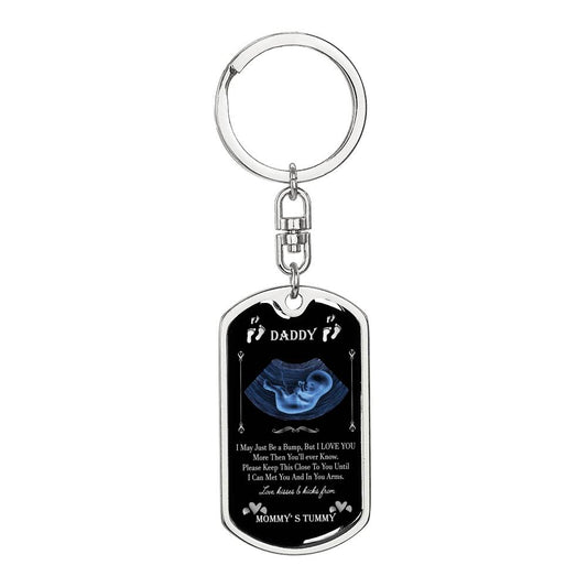 Personalized Dog Tag Keychain, Pregnancy Reveal,Daddy Gift From Unborn Baby, New Dad Gift From Wife, Baby Bump Gift, New Dad Gift Idea #0012