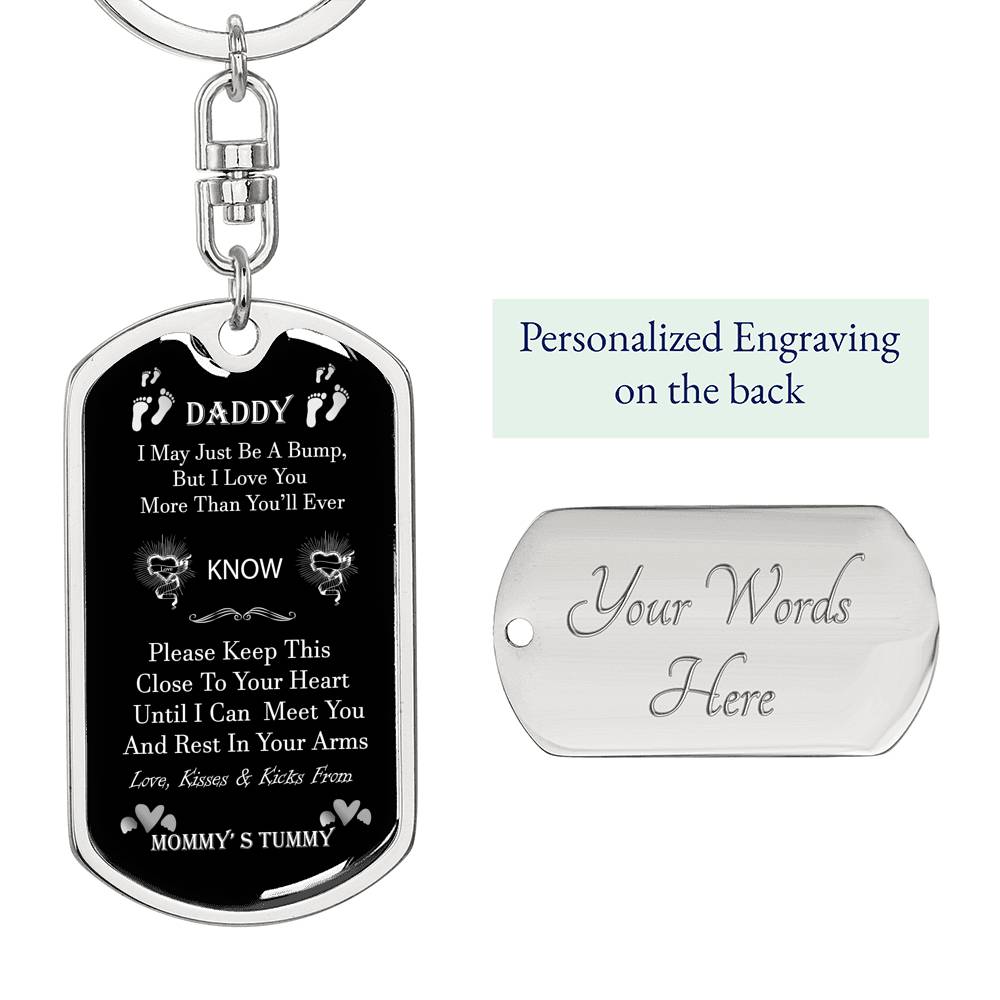 Personalized Dog Tag Keychain, Pregnancy Reveal,Daddy Gift From Unborn Baby, New Dad Gift From Wife, Baby Bump Gift, New Dad Gift Idea #0011