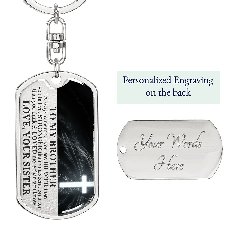Personalized Brother Keychain, Christmas Gifts For Brother, Brother Gift From Sister, Brother Birthday Gift, Sister to Little Brother #0940 Right