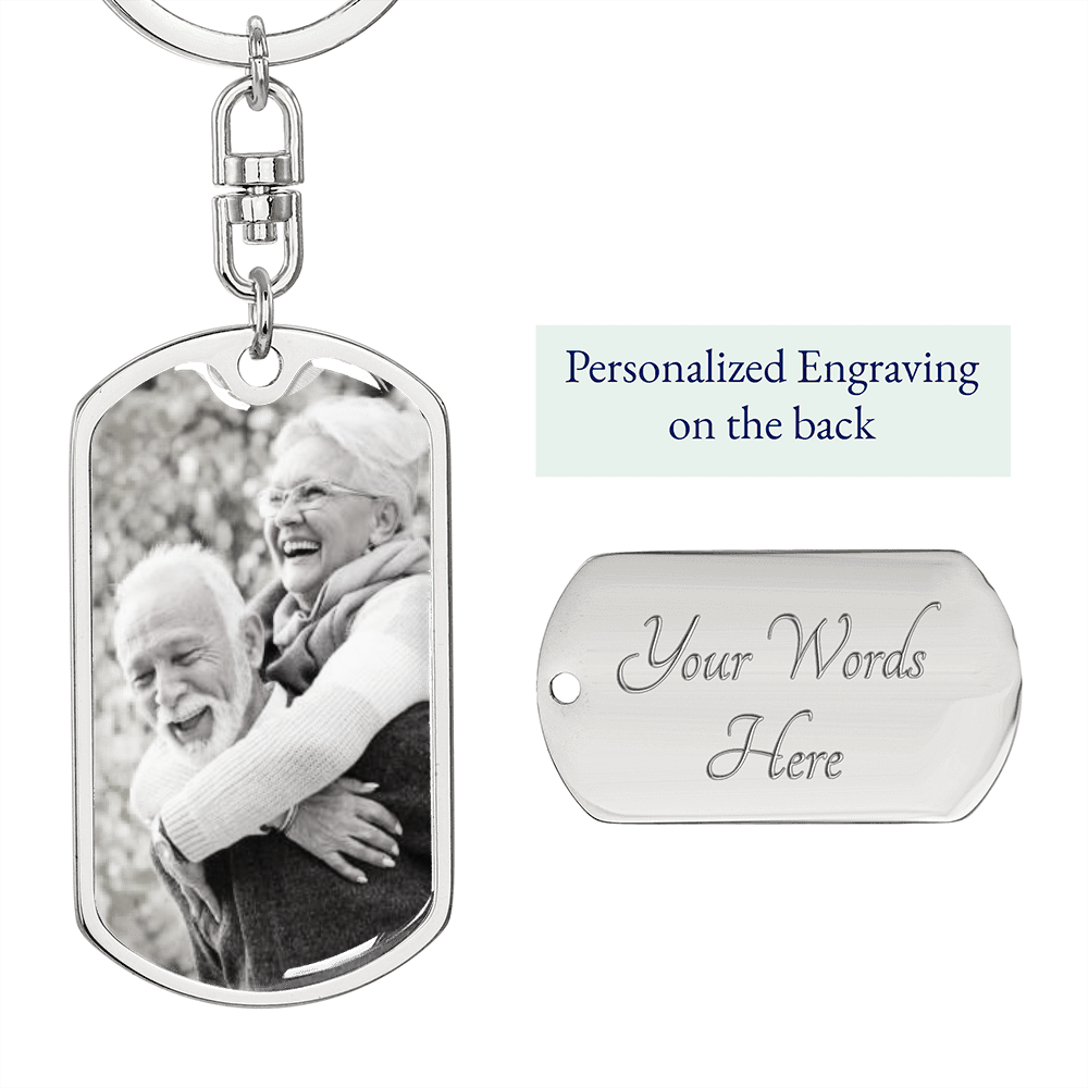 Personalized Photo Keychain For Grandma & Grandpa, Custom Photo Keychain, Photo Keychain Engraved,Photograph Keychain,Picture Keychain #0937