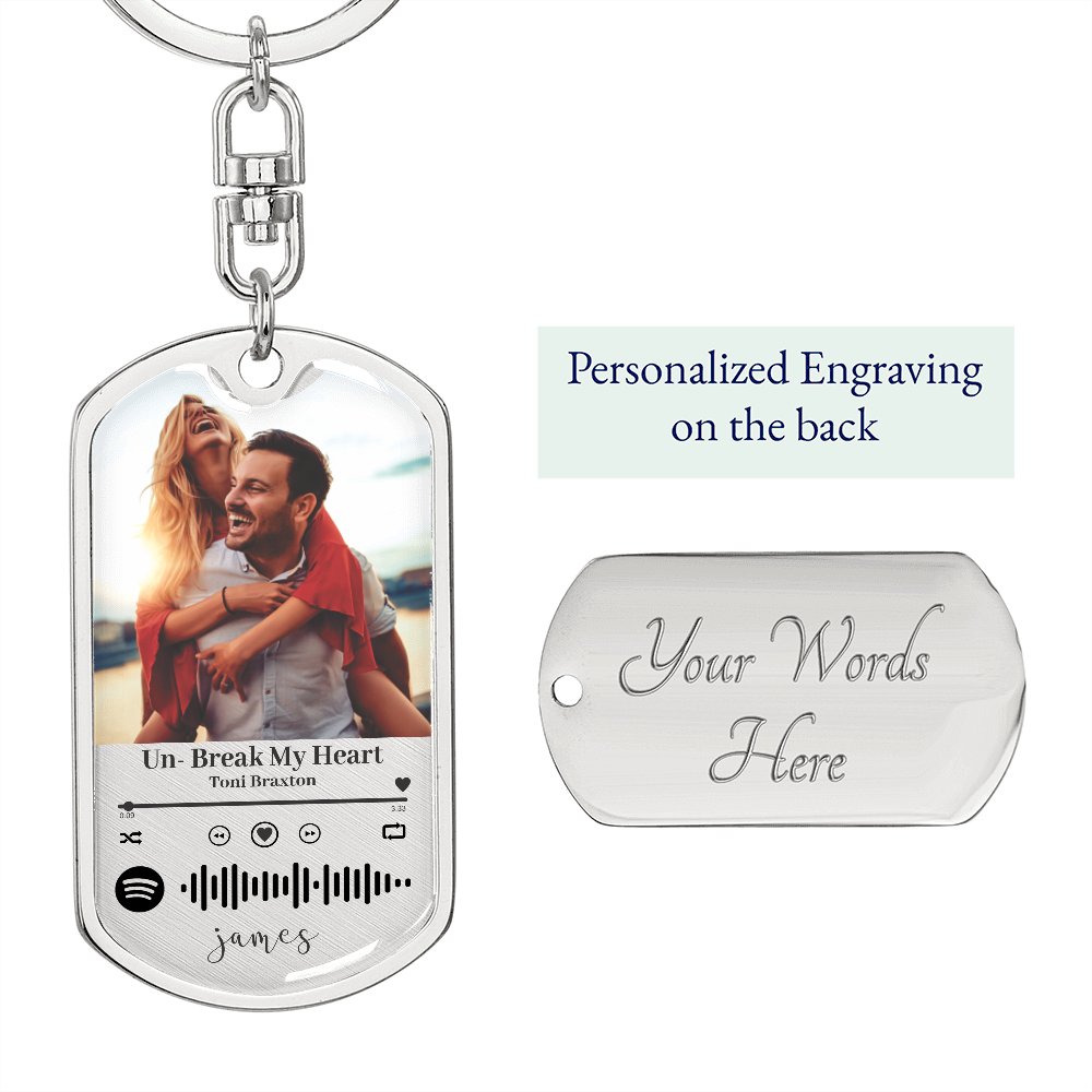 Personalized Spotify Keychain For Couple, Custom Song Keychain, Custom Album Keychain, Spotify Code Keychain Photo, Christmas Keychain #0944