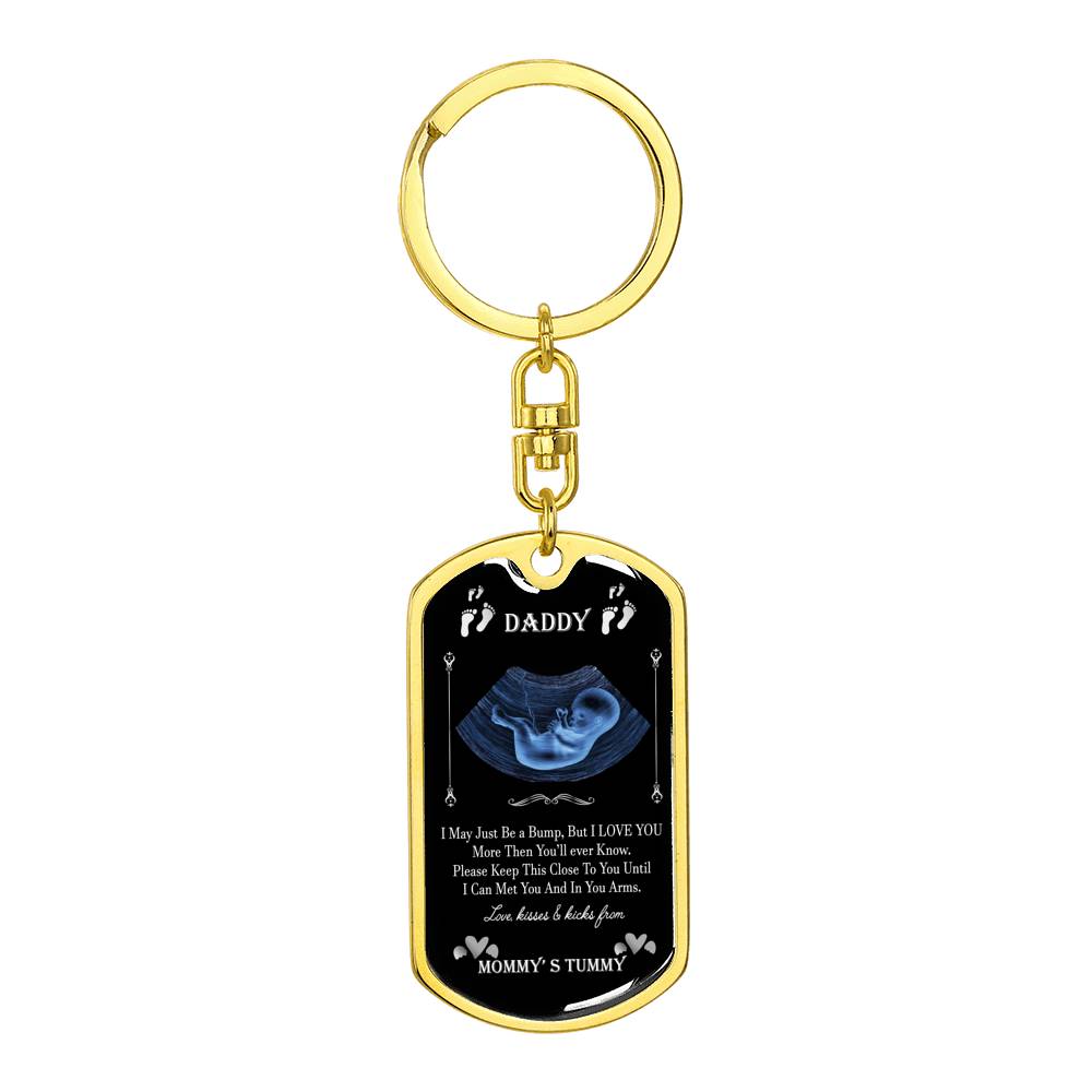 Personalized Dog Tag Keychain, Pregnancy Reveal,Daddy Gift From Unborn Baby, New Dad Gift From Wife, Baby Bump Gift, New Dad Gift Idea #0012
