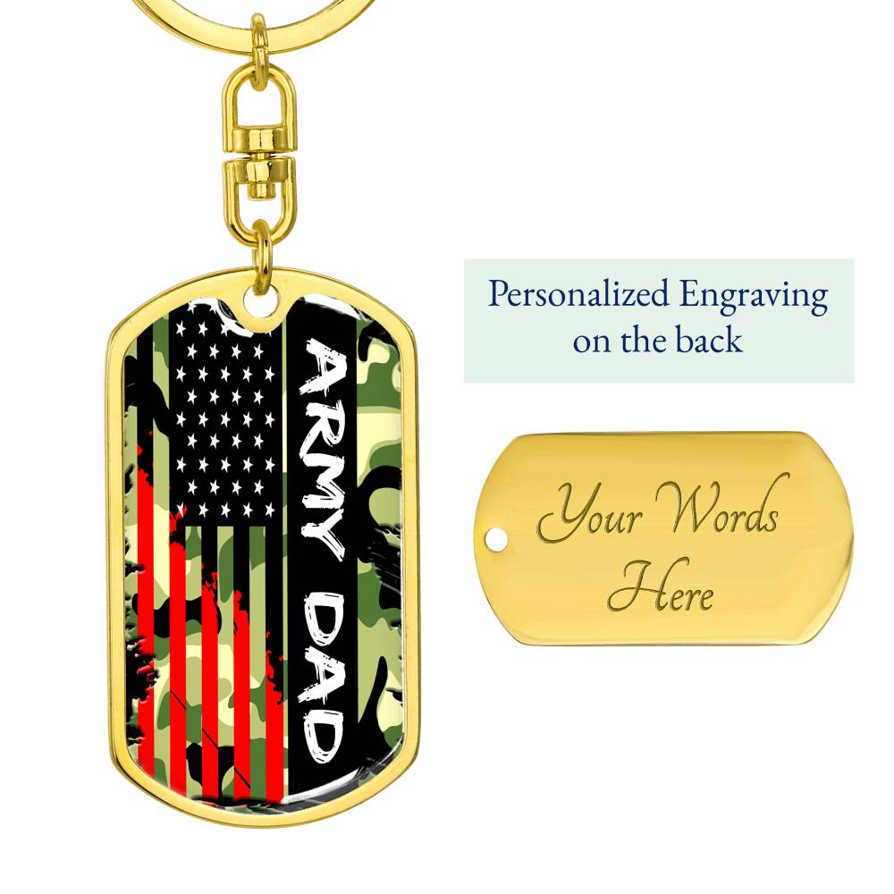 Personalized Dog Tag Army dad father's day gift, Army Dad Dogtag Keychain With Engraving , Gift For Army Dad, Army Father Gift Idea #0018