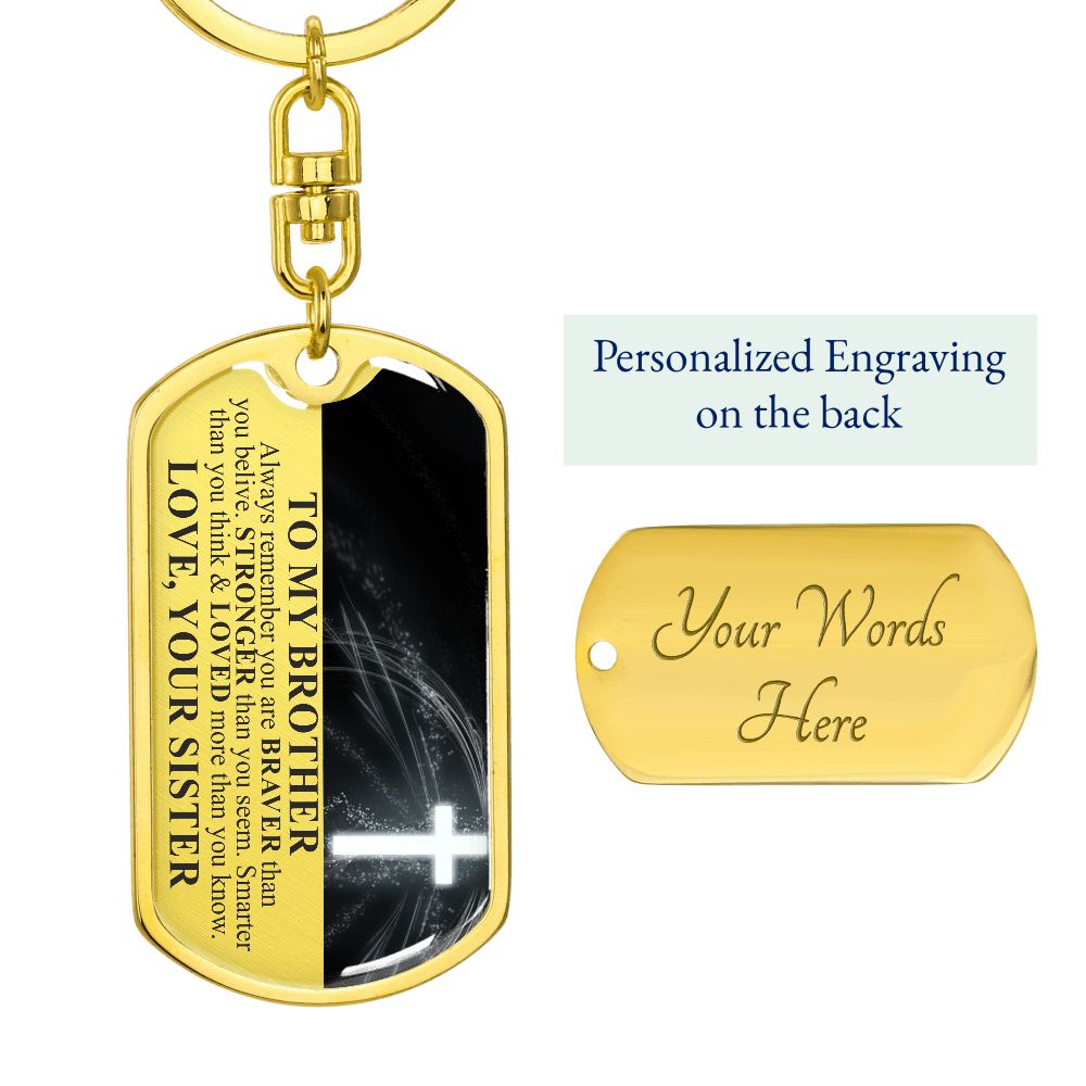 Personalized Brother Keychain, Christmas Gifts For Brother, Brother Gift From Sister, Brother Birthday Gift, Sister to Little Brother #0940 Right