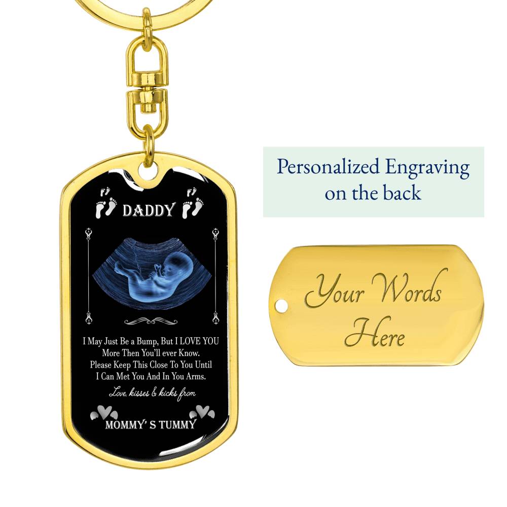 Personalized Dog Tag Keychain, Pregnancy Reveal,Daddy Gift From Unborn Baby, New Dad Gift From Wife, Baby Bump Gift, New Dad Gift Idea #0012