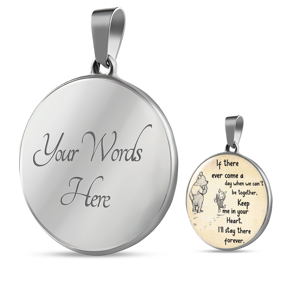 Miss You Neckalce, Winnie The Pooh, FOREVER In Your Heart, Friendship Jewelry, Inspiration, Key Chain, Friendship Quote,