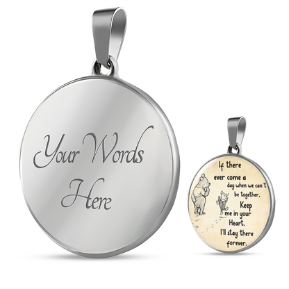 Miss You Neckalce, Winnie The Pooh, FOREVER In Your Heart, Friendship Jewelry, Inspiration, Key Chain, Friendship Quote,