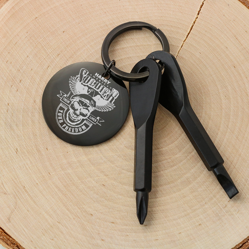Personalized  Gift for Army Dad - Custom Engraved Screwdriver Keychain - Gift for Army Husband - Father's Day Gift, Soldier Gift For Armyman