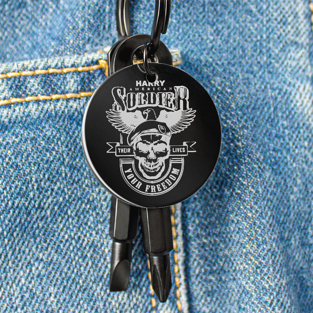 Personalized  Gift for Army Dad - Custom Engraved Screwdriver Keychain - Gift for Army Husband - Father's Day Gift, Soldier Gift For Armyman