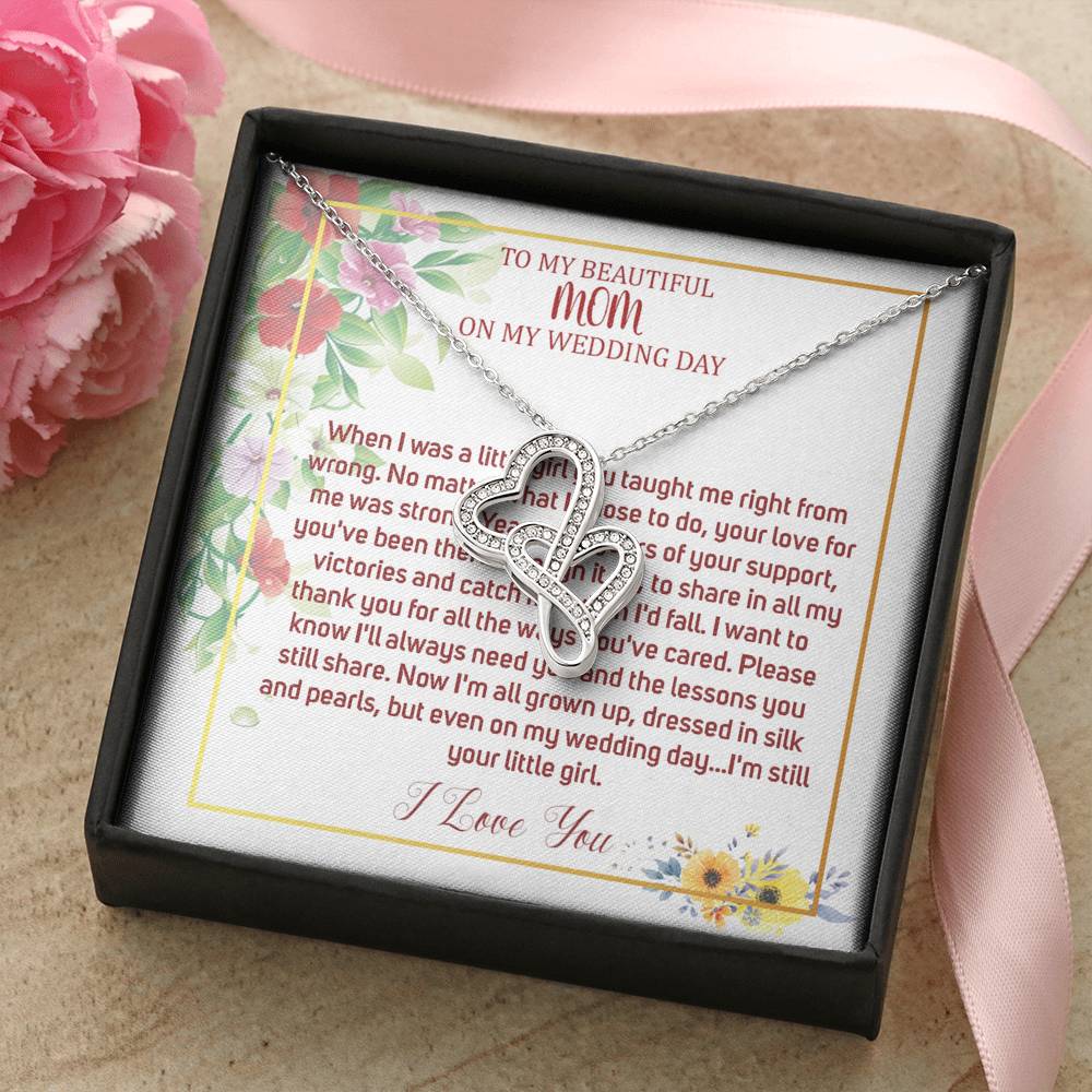 Double Heart, Mother Of The Bride Necklace From Bride Necklace To My Mom On My Wedding Day Mother Of The Bride Gift From Daughter #0031